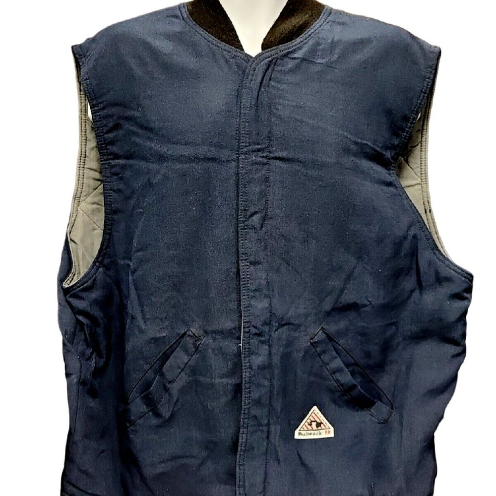 Bulwark FR Men's Navy Blue Flame Resistant Snap Front Protective Vest